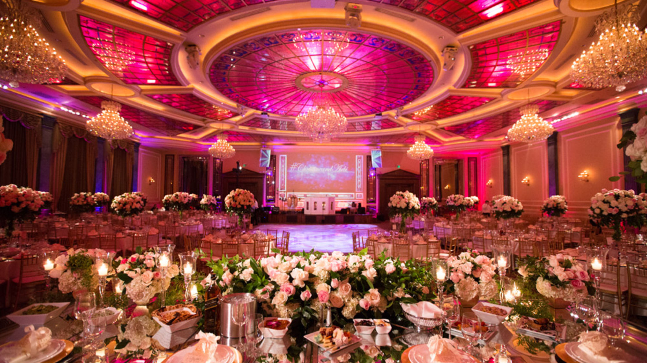 Taglyan Complex Grand Ballroom - Bronson Hospitality Grand ballroom at Taglyan Complex, featuring luxurious décor, crystal chandeliers, and an elegant atmosphere designed for weddings, galas, and high-end events. With its stunning lighting, spacious dance floor, and sophisticated ambiance, this venue offers an unforgettable setting for memorable celebrations and special occasions.